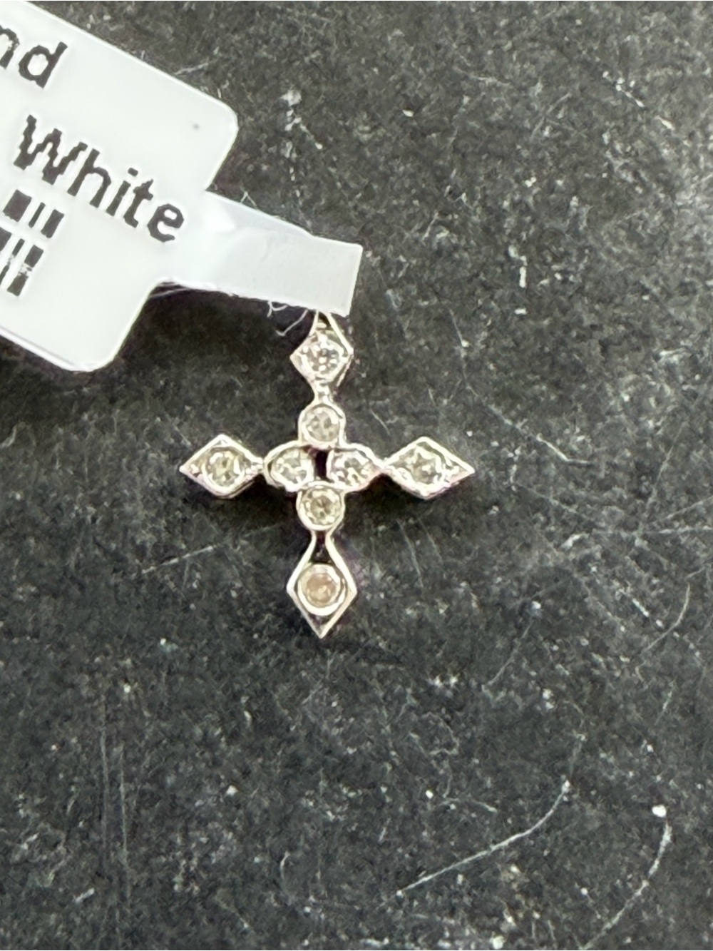 14kt.  White Gold Diamond Cross Pendant